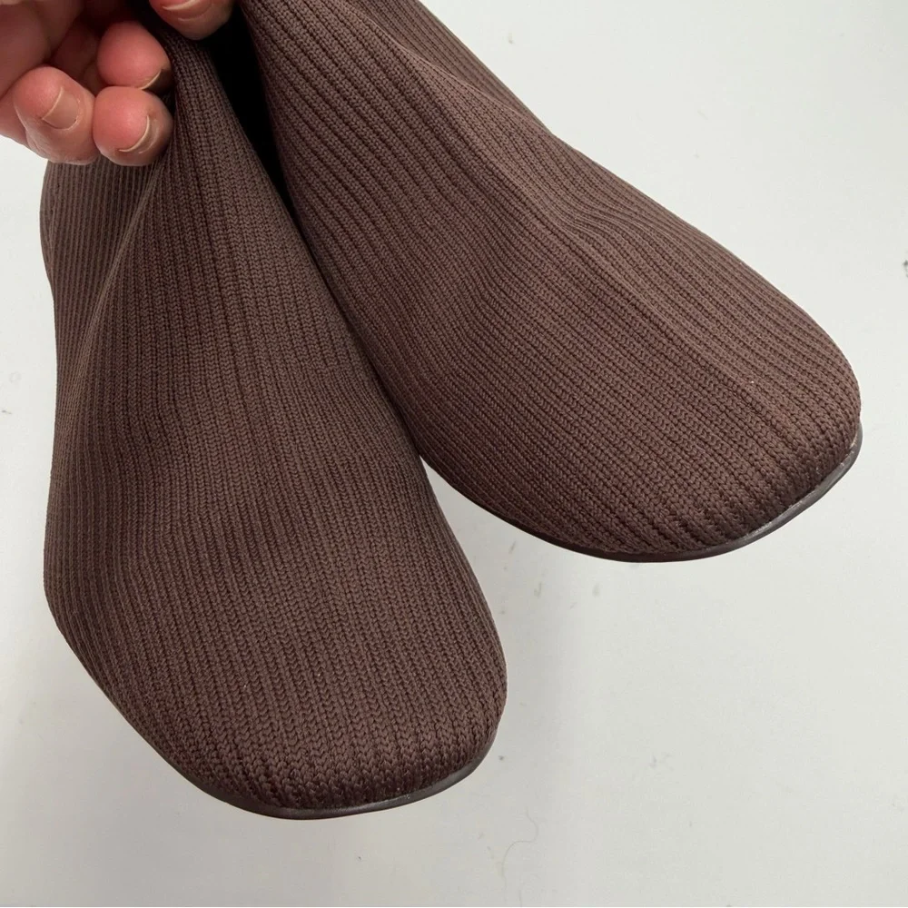 NEW Everlane Dark Brown Knit The Glove Heel Boot in Size 7.5